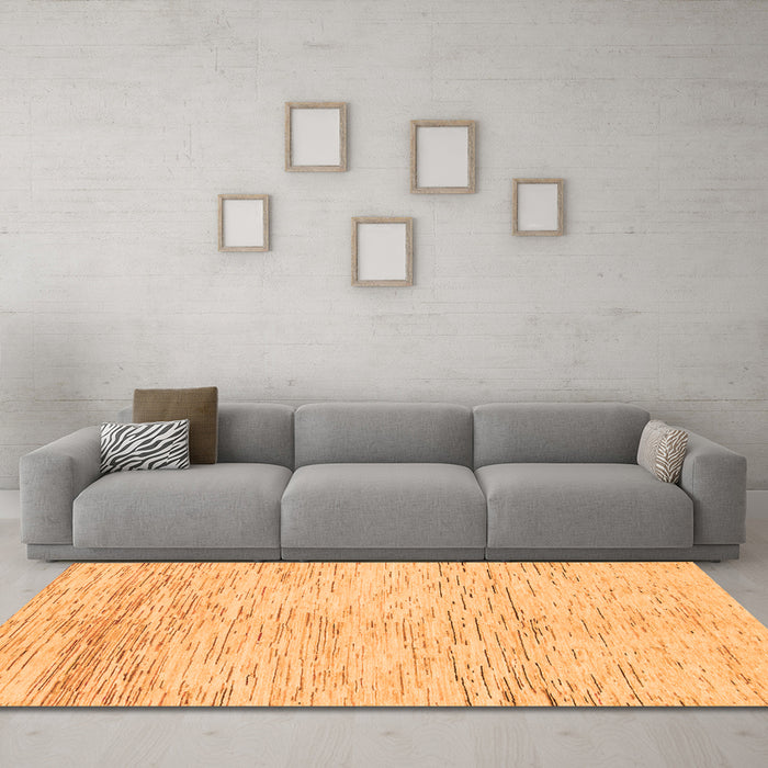 Machine Washable Abstract Orange Modern Area Rugs in a Living Room, wshabs1574org