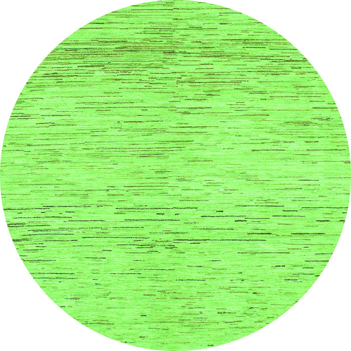 Round Machine Washable Abstract Green Modern Area Rugs, wshabs1574grn