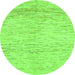 Round Machine Washable Abstract Green Modern Area Rugs, wshabs1574grn