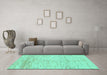 Machine Washable Abstract Turquoise Modern Area Rugs in a Living Room,, wshabs1574turq