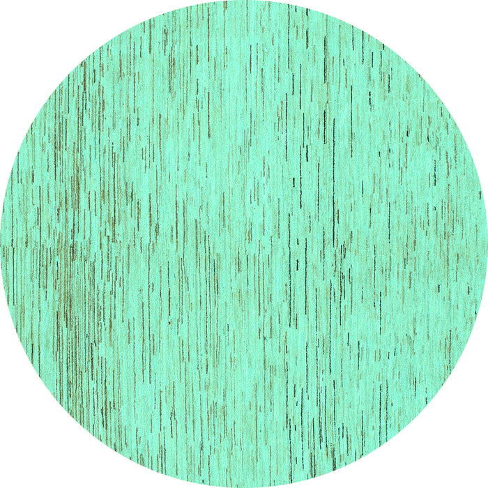 Round Machine Washable Abstract Turquoise Modern Area Rugs, wshabs1574turq