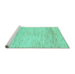 Sideview of Machine Washable Abstract Turquoise Modern Area Rugs, wshabs1574turq