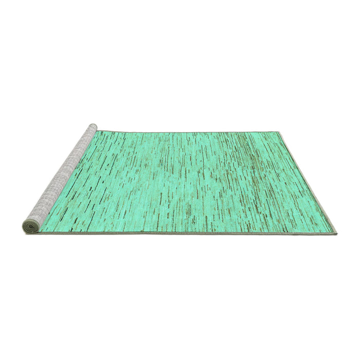 Sideview of Machine Washable Abstract Turquoise Modern Area Rugs, wshabs1574turq