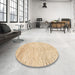 Round Machine Washable Abstract Brown Gold Rug in a Office, wshabs1574