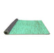 Sideview of Abstract Turquoise Modern Rug, abs1574turq