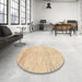 Round Abstract Brown Gold Modern Rug in a Office, abs1574