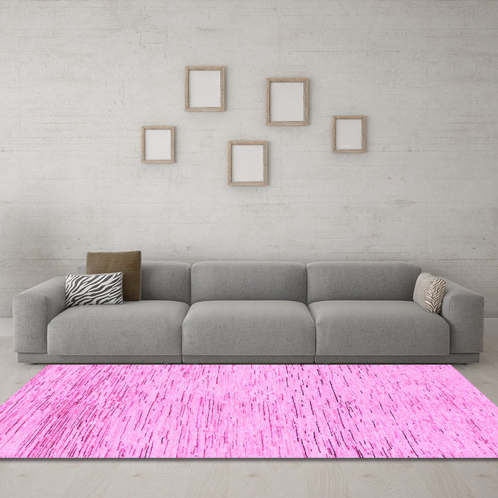 Machine Washable Abstract Pink Modern Rug in a Living Room, wshabs1574pnk