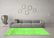 Machine Washable Abstract Green Modern Area Rugs in a Living Room,, wshabs1574grn