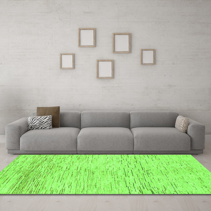 Machine Washable Abstract Green Modern Area Rugs in a Living Room,, wshabs1574grn