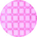 Round Checkered Purple Modern Rug, abs1575pur