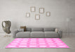 Machine Washable Checkered Pink Modern Rug in a Living Room, wshabs1575pnk