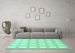 Machine Washable Checkered Turquoise Modern Area Rugs in a Living Room,, wshabs1575turq