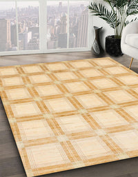 Abstract Sun Yellow Checkered Rug, abs1575