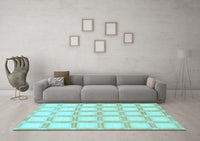 Machine Washable Checkered Light Blue Modern Rug, wshabs1575lblu