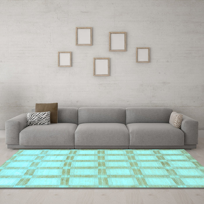 Machine Washable Checkered Light Blue Modern Rug in a Living Room, wshabs1575lblu