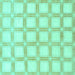 Square Machine Washable Checkered Turquoise Modern Area Rugs, wshabs1575turq
