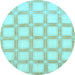 Round Checkered Light Blue Modern Rug, abs1575lblu