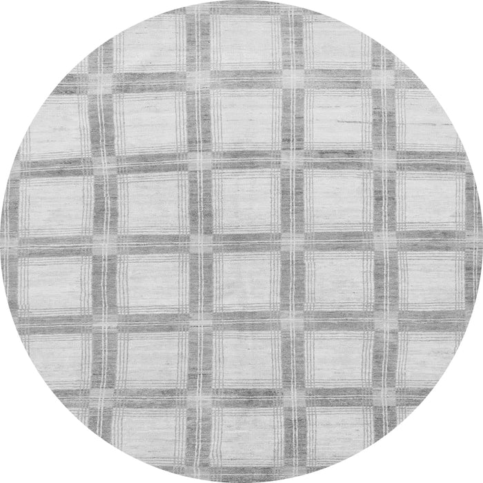 Round Machine Washable Checkered Gray Modern Rug, wshabs1575gry