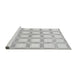 Sideview of Machine Washable Checkered Gray Modern Rug, wshabs1575gry