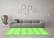 Machine Washable Checkered Green Modern Area Rugs in a Living Room,, wshabs1575grn
