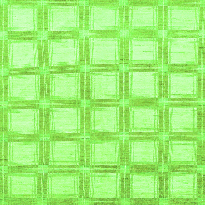 Square Machine Washable Checkered Green Modern Area Rugs, wshabs1575grn