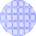 Round Machine Washable Checkered Blue Modern Rug, wshabs1575blu