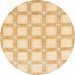 Round Abstract Sun Yellow Checkered Rug, abs1575