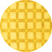 Round Checkered Yellow Modern Rug, abs1575yw