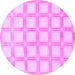 Round Machine Washable Checkered Purple Modern Area Rugs, wshabs1575pur