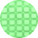 Round Machine Washable Checkered Emerald Green Modern Area Rugs, wshabs1575emgrn
