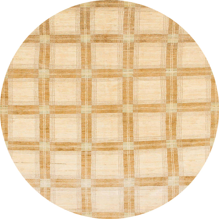Round Machine Washable Abstract Sun Yellow Rug, wshabs1575