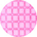 Round Checkered Pink Modern Rug, abs1575pnk