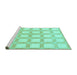 Sideview of Machine Washable Checkered Turquoise Modern Area Rugs, wshabs1575turq