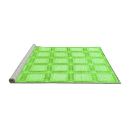 Sideview of Machine Washable Checkered Green Modern Area Rugs, wshabs1575grn