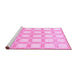 Sideview of Machine Washable Checkered Pink Modern Rug, wshabs1575pnk