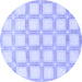 Round Checkered Blue Modern Rug, abs1575blu