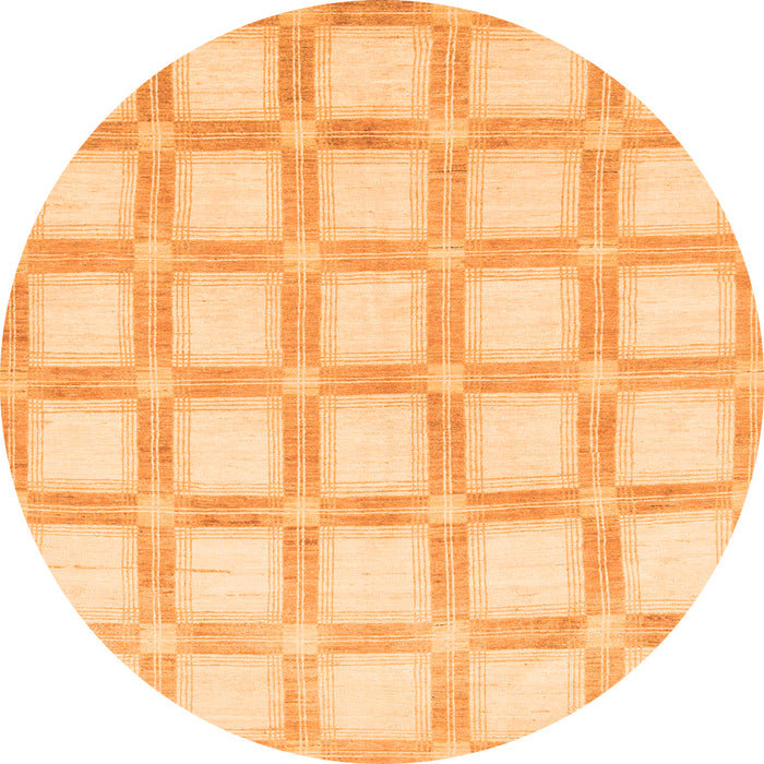 Round Machine Washable Checkered Orange Modern Area Rugs, wshabs1575org