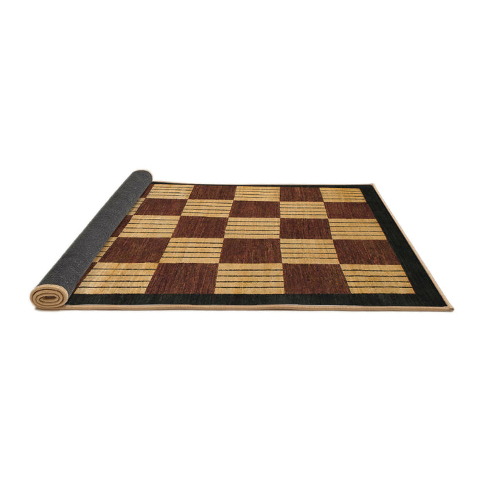 Sideview of Abstract Bakers Brown Checkered Rug, abs1576