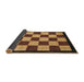 Sideview of Abstract Bakers Brown Checkered Rug, abs1576