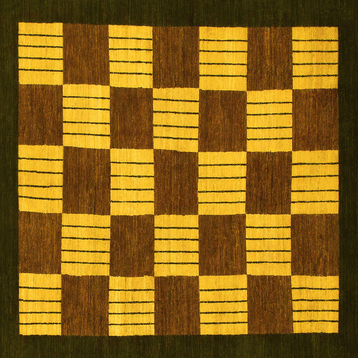 Square Checkered Yellow Modern Rug, abs1576yw