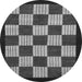 Round Checkered Gray Modern Rug, abs1576gry