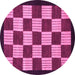 Round Checkered Pink Modern Rug, abs1576pnk