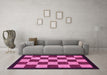 Machine Washable Checkered Pink Modern Rug in a Living Room, wshabs1576pnk