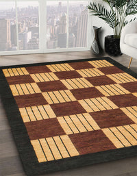 Abstract Bakers Brown Checkered Rug, abs1576