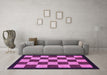 Machine Washable Checkered Purple Modern Area Rugs in a Living Room, wshabs1576pur