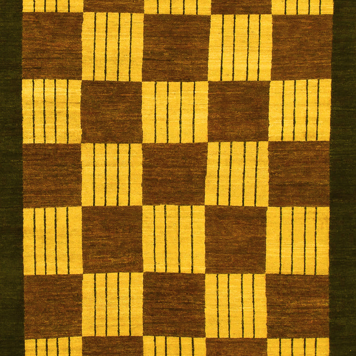 Machine Washable Checkered Yellow Modern Rug, wshabs1576yw
