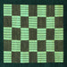 Square Machine Washable Checkered Turquoise Modern Area Rugs, wshabs1576turq