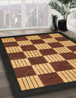 Abstract Bakers Brown Checkered Rug in Family Room, abs1576