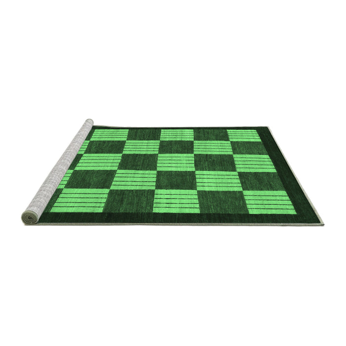 Sideview of Machine Washable Checkered Emerald Green Modern Area Rugs, wshabs1576emgrn