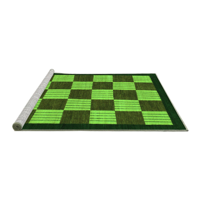 Sideview of Machine Washable Checkered Green Modern Area Rugs, wshabs1576grn